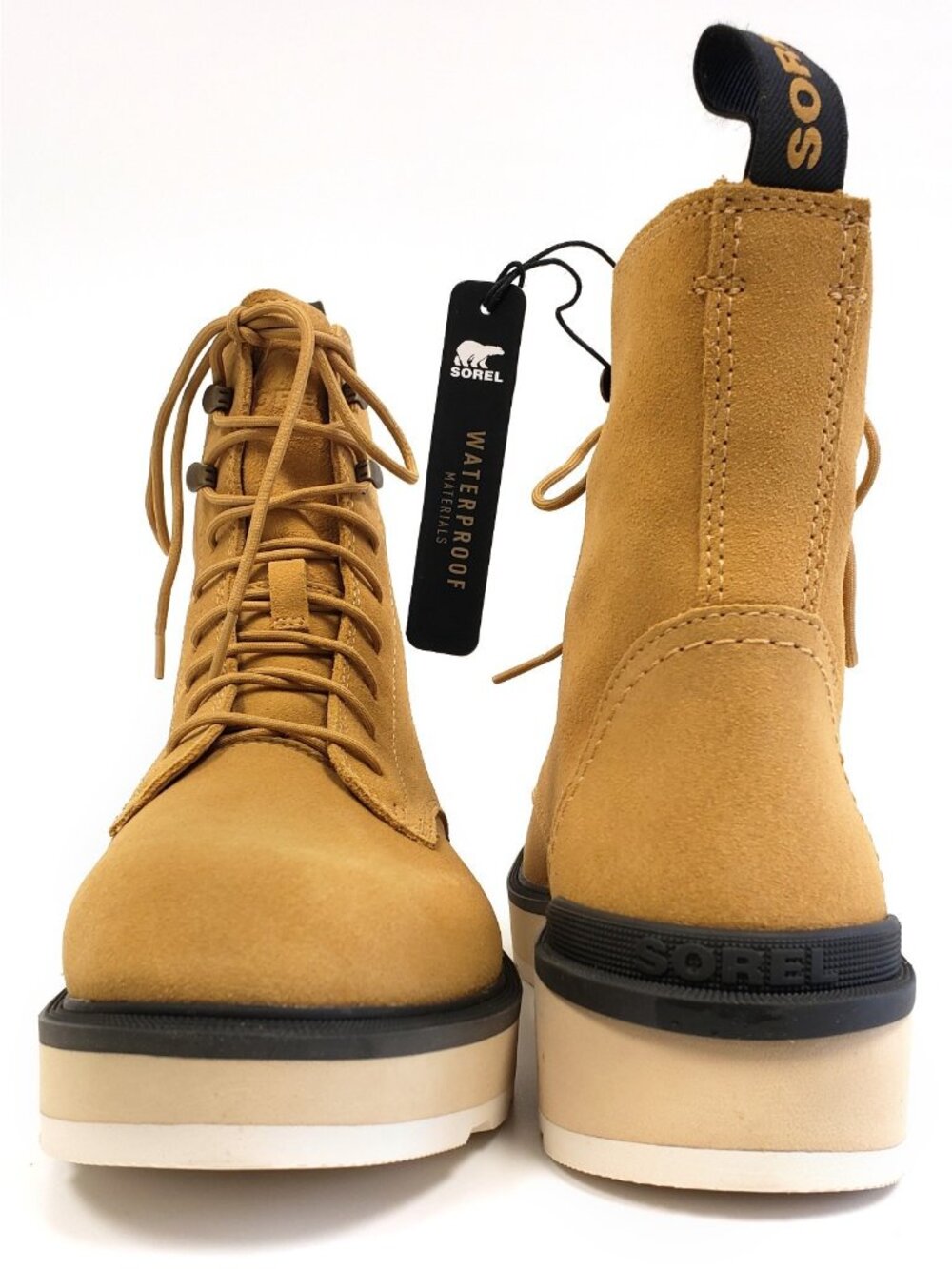 Sorel Women's Hi-Line Lace Up Waterproof Suede Combat Boots Geo Yellow Size 8.5 - Picture 4 of 5
